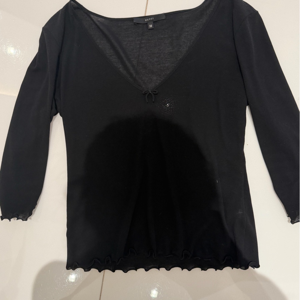 Gucci Black V-Neck Blouse
